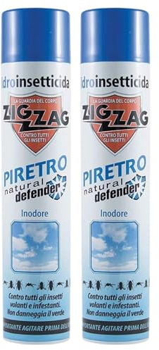 Insetticida Spray Inodore, Con Acqua Contenente Estratto Di PIRETRO, Natural Defender. Contro Tutti Gli Insetti Volanti e Infestanti. Non Danneggia Il Verde 500ml (2 Spray)