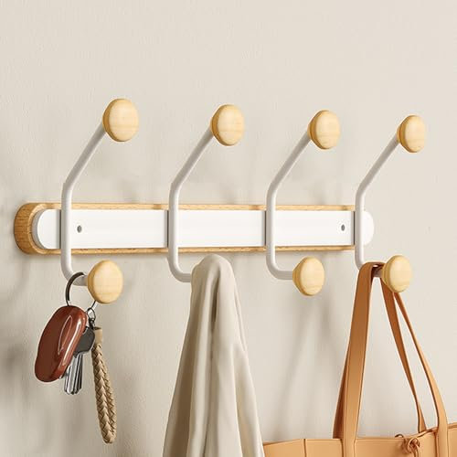 Holzhaken, Handtuchhalter Mit Doppelhaken Für Den Außenbereich, Lange Garderobenständer Für Die Wand, Robuste Wandgarderobenhaken, Moderner Kleiderbügel Für Eingangsbereich, Schlafzimmer,(35*13cm(13.7