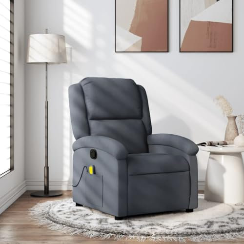 Homgoday Massagesessel Fernsehsessel Relaxsessel Ruhesessel TV Sessel Polstersessel, Manuelle Liegefunktion, Verstellbare Rückenlehne, für Wohnzimmer Dunkelgrau Samt