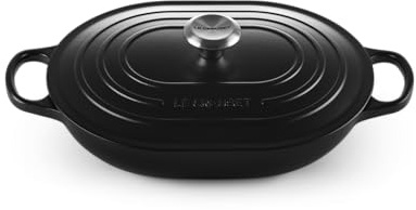 Le Creuset Cacerola ovalada de hierro fundido esmaltado con tapa, 3.75 cuartos de galón, regaliz