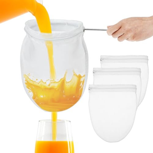 3 Stück Nussmilchbeutel Mit Ständer Passiertuch Nussmilchbeutel Cheesecloth Abseihtuch Wiederverwendbar Passiertuch Filtertuch Baumwolle Passiertuch Mit 1 Rührer Für Nussmilch Fruchtsaft Sojamilch