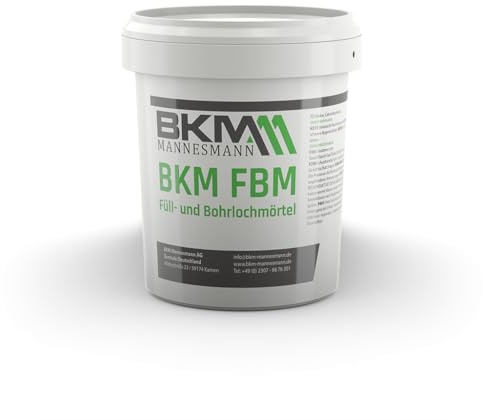 BKM.Mannesmann FBM Füll- Bohrloch-Mörtel 1 kg, schnell erhärtender mineralischer Trockenmörtel, reicht für ca. 50 Bohrlöcher