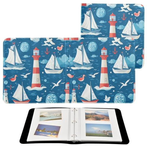 JUMBEAR Álbum de fotos grande autoadhesivo con 20 páginas, álbum de recortes para boda, familia, bebé, vacaciones, faro de gaviota