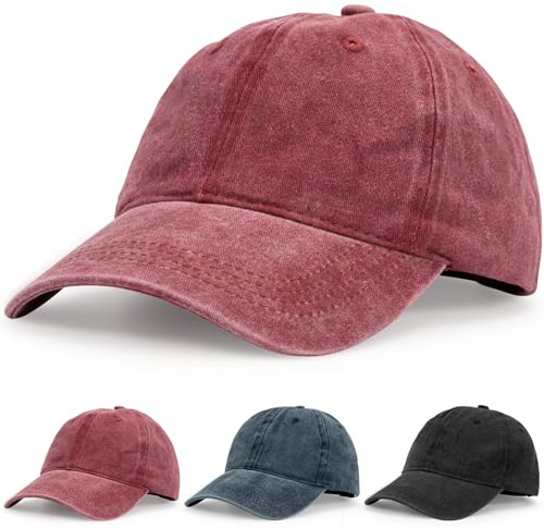 Dzpuhuojz Gorras de Béisbol para Hombre y Mujer, Gorra de Béisbol Vintage Ajustable, Gorra de Béisbol de Algodón Completa para Protección Solar, Rojo, Talla Única