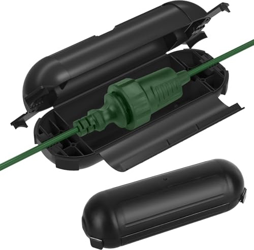 Garten Kabelbox, 2 Stück Wetterfeste Elektrobox, Outdoor Schutzbox für Verlängerungskabel, Stromanschluss Schutzbox für Garten, Elektrowerkzeuge, Urlaubsdekorationen, Schwarz
