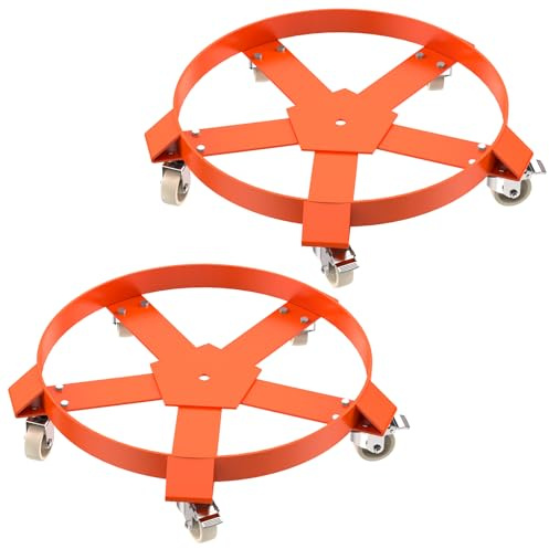 55 Gallon Heavy Duty Plastic Drum Dolly Heavy Duty 1250LBS Load Capacity Drum Cart, Non Tipping Hand Truck with 5 Swivel Casters Wheel for Warehouse Drum Handling 2 Pack