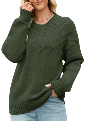 Quatrefox Thick Sweater Women Fall Winter Warm Jumpers Sweaters Long Sleeve Pullover Loose Chunky Knit Jumper Ladies Crew Neck Knitted Cable Tops Blouse Casual Knitwear