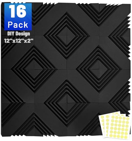 16 Pack Sound Proofing Panels, 2 X 12 X 12Acoustic Wall Panels, Sound Absorbing Panels, Sound Proof Foam Panels, Sound Panels Noise Reducing For Studio, Home, Office, With Double Sided Tape