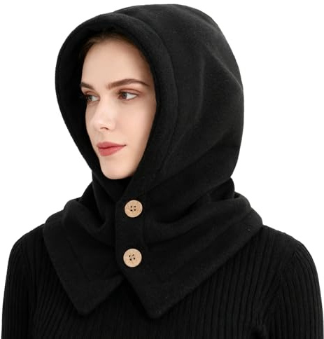 TAGVO Thermique Balaclava Chapeau Unisexe, Coupe-Vent Hiver Cagoule à Capuche Polaire Rembourrée Cagoule 2 en 1 avec Écharpe à Capuche, Chaud Bonnet avec Protège-Cou Femme Homme pour Sports Shopping