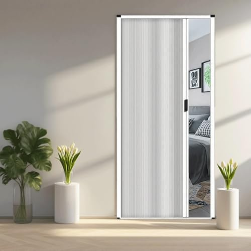 Ausziehbare Akkordeon-Tür – Ziehharmonika-Falttür mit Griff für Tür, Dusche, Schlafzimmer, Badezimmer, Küche, Büro, Wohnmobil, Grau, 107 x 190 cm (B x H) – vielseitiger Raumteiler