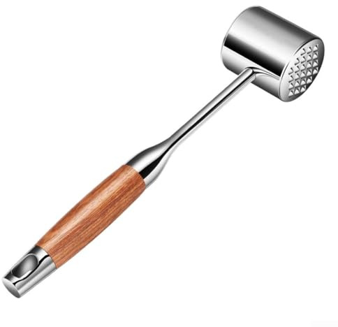Batticarne da cucina in acciaio inox 304 con doppio martello laterale con punte rialzate e manico piatto e in palissandro per una migliore consistenza della carne