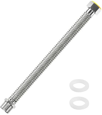 304 Edelstahl Wellrohr, Panzerschlauch 3/4 Zoll Ausziehbar Flexschlauch 40cm Universelles Anschlussrohr, Edelstahl Flexrohr G3/4 DN20 Verbindungsrohr für Wasseranschluss Warmwasserbereiter Toiletten