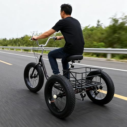 20''x 4'' Trehjuling Med Feta Däck För Vuxna - 7 Växlar/Justerbara Säten, Snöcykel Med 3 Hjul, Cruisercyklar, För Kvinnor, Män, Semester, Utflykter, Camping, Underhållning Red