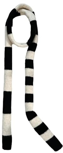 Kashmirscarf， Stickad ullhalsduk for kvinnor, flerfärgad, 180x12cm(Black and white)