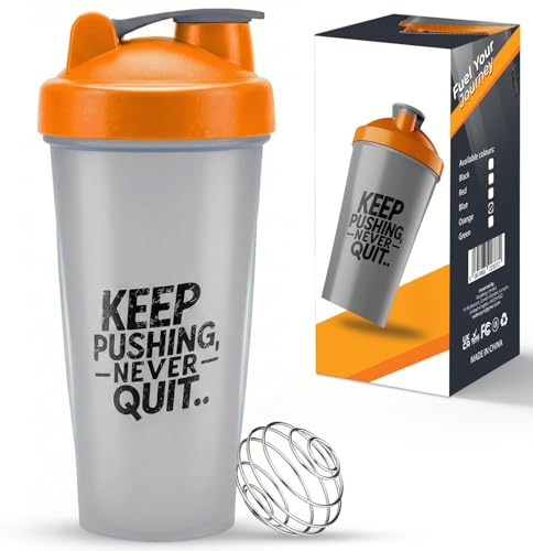 Roe Tenpo Protein Shaker Bottle 600ml, Leak-Proof & BPA-Free, Dishwasher Safe with Wire Mixing Ball and Wide Mouth, Ideal for Protein Shakes, Smoothies, Pre-Workout and Daily Hydration