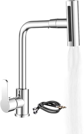 Robinet De Cuisine Avec Mitigeur Douchette,Cascade Moderne Rotatif En - Mitigeur Évier Robinet Professionnel Pour Cuisine | Pour Camping-Car Commercial Buanderie Lavage Nettoyage Bar Style Ferme