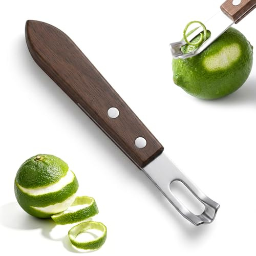 Nogeqi Citron zester skalare, citron apelsiner zestskärare med trähandtag citronskalare handhållen frukt citrusfrukter zester apelsinskalare rostfritt stål zestrivare för bar restaurang kök arbeten