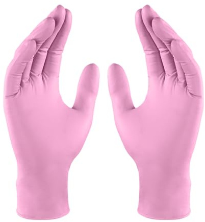 Disposable Gloves Food Safe Gloves Disposable Nitrile High Elasticity Powder-free Latex-free for Food Handling Cleaning Industrial Use Tattoo & Hairdressing Comfortable Universal Fit Multi-size Pink