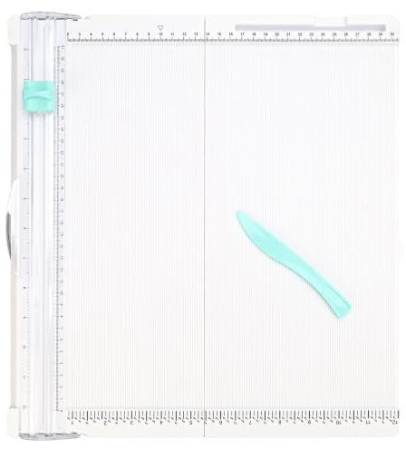 JITPOU Coupe-papier 2 en 1 avec planche pliante - Format A4 - Découpe et pliage - Graduations en cm et pouces - Pour scrapbooking et cartes - Carton photo