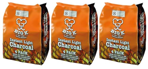 Big K Instant Light 4kg x 3 | Instant Lighting BBQ Fuel | 12 x 1kg Bags for Family Gatherings, Camping Trips & Garden Events