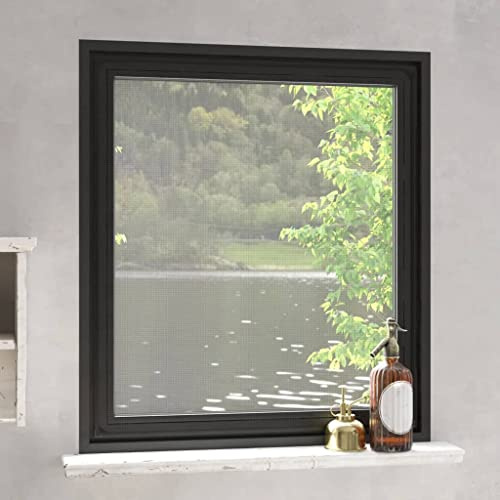 Runheo Magnet- Fliegengitter Anthrazit 120x140 cm, UV-beständiges Mückengitter mit Magnetrahmen, Montage ohne Bohren, flexibles Insektennetz für Fenster, Schlaf- und Wohnzimmer