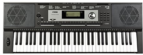 Fame G-300 Keyboard, E-Piano mit 128-facher Polyphonie, 61 Tasten, 220 Styles, 633 Sounds, anschlagdynamischer Klaviatur, 150 Songs, Lautsprechern und Hammermechanik, Schwarz