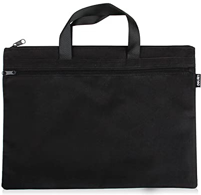 EQLEF Bureau Document Sac, Hommes Porte-Documents Classeur Portable A4 Fichier Zipper Sac Noir 1 Pièce