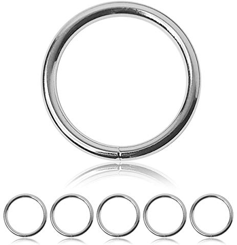 Ganzoo rund metallring O-ring, 38 mm innerdiameter, 5 st, legerat stål med rostskydd och punktssvetsad fog, till hundkoppel, halsband och Paracord 550, för väska, halsbandssmycke, pyssel, silverglans