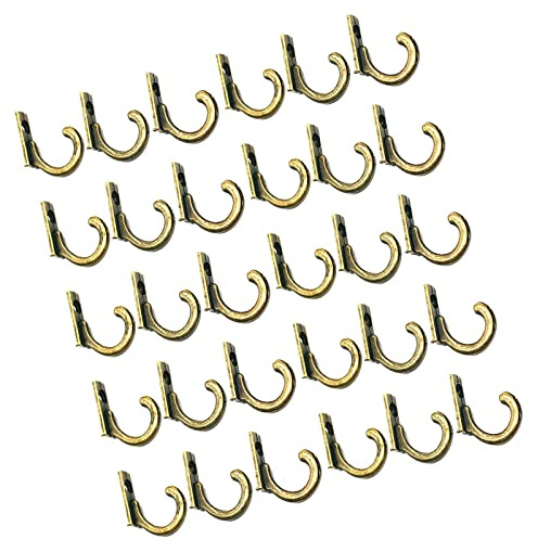 DD-life 30pc Vintage Bronze Wall Mounted Single Hook Hangers,Wall Hooks,Hooks for Hanging with 30 Pieces Screws for Jewelry, Keys, Hats and Other Small Items.