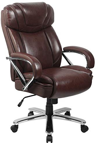 Flash Furniture Hercules Series High-Back Swivel LeatherSoft Office Chair, Ergonomic Executive Chair with Headrest and Adjustable Height, Brown