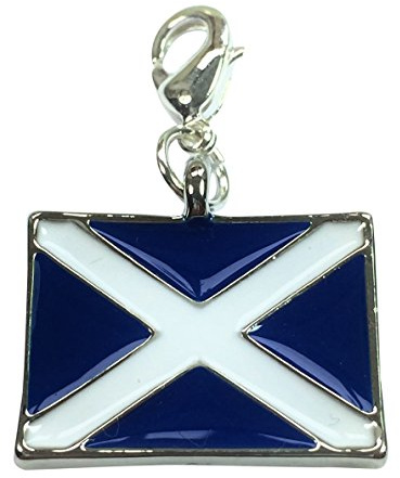 Libby's Market Place Scottish Flag The Saltire St Andrew's Cross Scotland Flag Clip on Charm with Organza Gift Bag