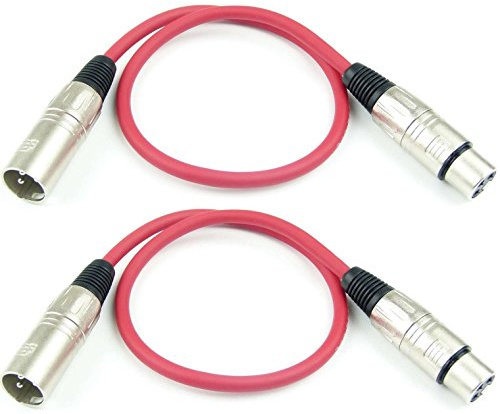 Adam Hall Cables 2 Stück K3MMF0050RED Mikrofonkabel XLR female auf XLR male DMX Audio Kabel 3 pol polig (0,5 m, Rot, 2)