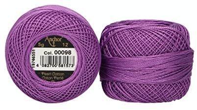 Anchor 4596012-00098 Stickgarne, 100% Baumwolle, 98, Stärke 12, 56m, 9 Gramm