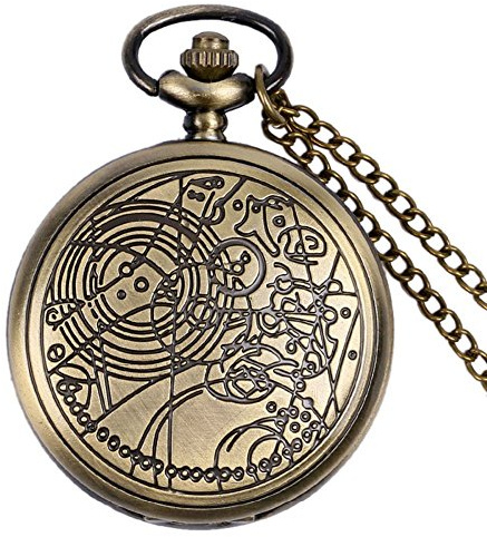 Designer Inspirations Boutique DR WHO Bronze Effect Retro/Vintage Case Full Hunter Mens/Boys Quartz Pocket Watch Necklace - On 32 Inch / 80cm Chain