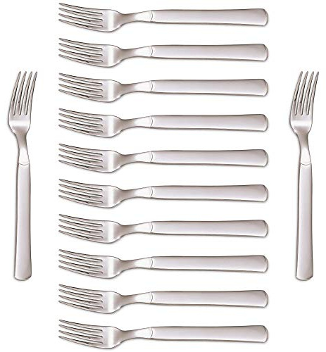Arcos Cuchillos de Mesa Caja de 12 uds Tenedor de Carne Tenedor de Mesa, Monoblock de una pieza de Acero Inoxidable 18/10 y 200 mm, Color Plata (12 uds)