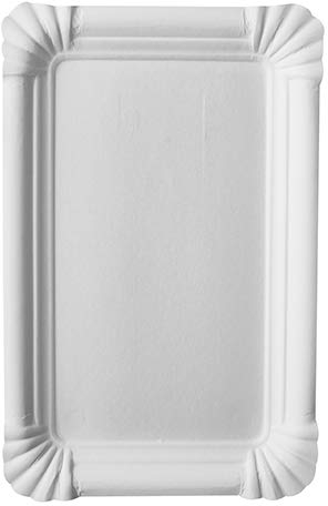 PAPSTAR 250 Piatti Piani Quadrati Piattini Rettangolari in Cartone Puro, 13 cm x 20 cm, Colore Bianco, Riceverete 4 Confezioni da 250 Pezzi (Totale 1000 Pezzi)