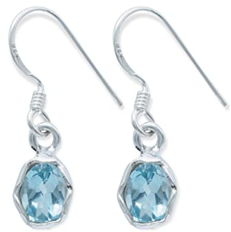 Ohrringe 925 Silber Blau Topas hellblauer Stein Edelstein Ohrhänger echt Silber Damen Sterling Silber Hänger Geschenk (MOH-146-62)