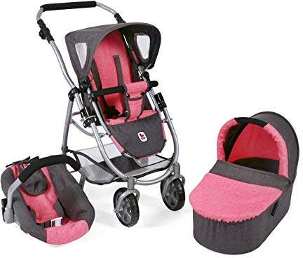 Bayer Chic 2000 Puppenwagen Emotion All In, 3in1 Puppenwagen-Set bestehend aus Babywanne, Sportsitz und Autositz