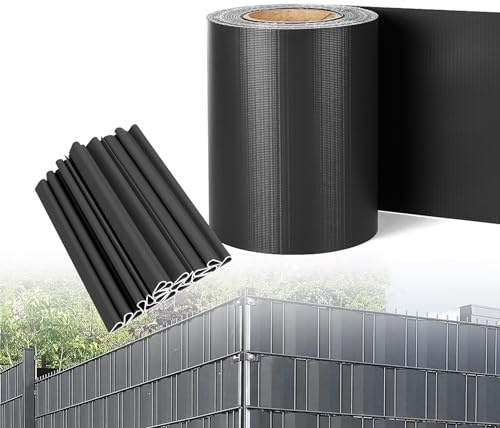Froadp PVC Sichtschutzstreifen Zaun Sichtschutz Inkl. 120 Befestigungsclips für Einzel- und Doppelstabmatten Wetterfest und Windschutz Sichtschutzfolie für Gartenzaun Balkon (260M x 19CM, Anthrazit)