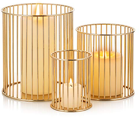 Sziqiqi Set mit 3 Golddrahtkonstruktionen Kerzenhalter Set Minimalistisch Vielseitig für Blumenarrangements Küchenorganisator, 3 Stück