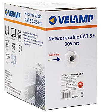 Velamp Cavo di Rete LAN Ethernet - Cat 5e – UTP – Lunghezza 305 mt – Confezione pull box