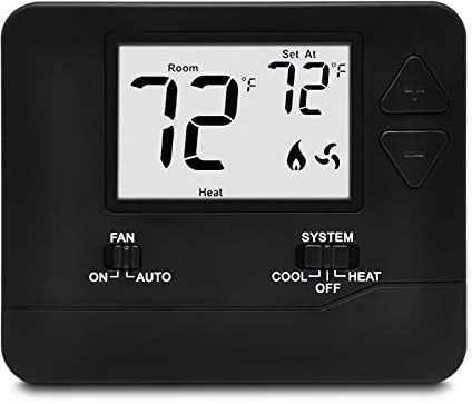 ELECTECK Non-Programmable Digital Thermostat for Home, up to 1 Heat/1 Cool with Large LCD Display, Compatible with Single Stage Electrical and Gas/Oil System, Black