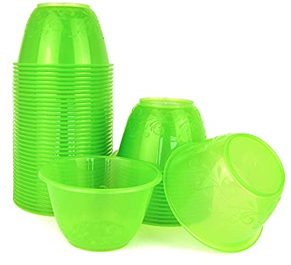75 Cuencos Tarrinas de 200 cc, Color Verde Transparente, para Helado o Yogur