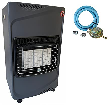 eacommerce Stufa a Gas Infrarossi fino a 4,1 Kw Dispositivo Antiribaltamento e Controllo Anidride Carbonica + Kit Regolatore GAS, Nero