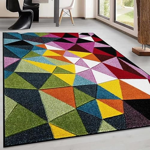 SHAZ HOME Classic Designers Extra Large Multicoloured Rugs Colourful Rugs for Bedroom Living Room Soft Thick Floor Mat Door Mat (Geo Play, 120x170 cm)