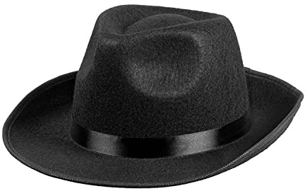 Boland 04009 - Hut Mafia-Boss, für Kinder, Filzoptik mit Satinband, Gangster, Kopfbedeckung, Kostüm, Karneval, Mottoparty, 56