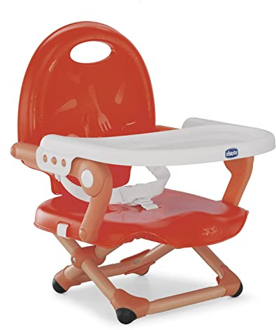 Chicco Pocket Snack Rialzo Sedia per Bambini 6 Mesi-3 Anni (15 kg), Seggiolino Pappa Alzasedia da Tavolo Portatile e Regolabile, Seggiolone Chiusura Compatta, Vassoio Rimovibile, Rosso