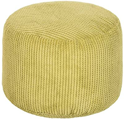 Loft 25 Runder Beanbag Fußhocker - Pouf 44x30cm mit EPS-Perlen Füllung - Innenbereich Wohnzimmer Cord Pouf hocker, Gaming Pouf für Erwachsene, sitzpouf, Leichter Pouf hocker (Limette)