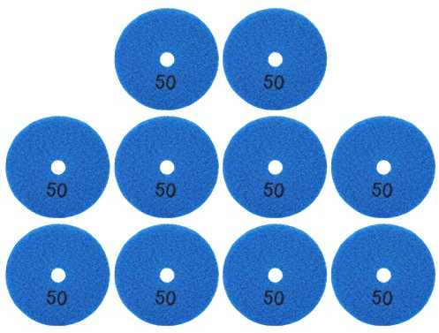 Fafeicy Discos de Lijado de Diamante de 3 Pulgadas, Grano 50, 10 Unidades para Pulido en húmedo y seco de mármol, Granito, cerámica, terrazo y hormigón, Compatible con Amoladora Angular