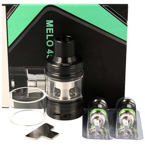 E-LEAF Melo 4S Tank (Negro), 4ml E Cigarette Melo 4S Tank Atomizer con bobina EC-A 0.3ohm para istick Pico Plus MOD Vape, sin nicotina